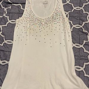 Old Navy White Tank Top with Multi-color sequins
